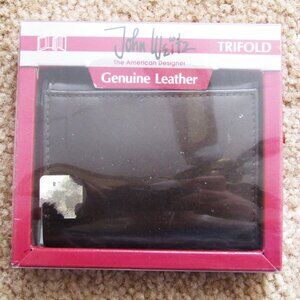 John Weitz Collection Mens Leather Exterior Brown Trifold Wallet New Old Stock